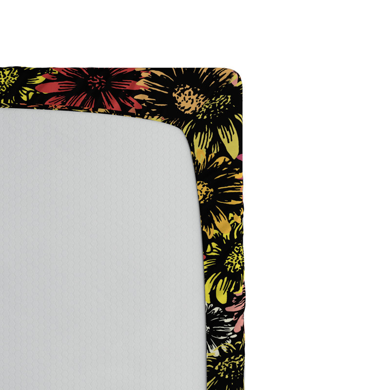 Microfiber Floral Fitted Sheet, Full Fitted Sheet, Daisy and Sunflowers