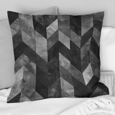 Grey  Modern Herringbone Flow VI - Modern Throw Pillow