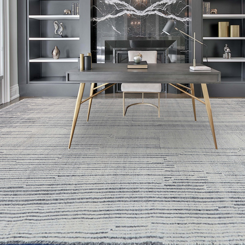 Moroccan Wool Area Rug, Rectangle 10' x 14', No Pattern and Not Solid Color