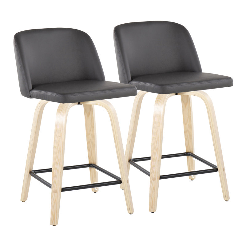 Arabelle Swivel Upholstered Faux Leather Counter Stool