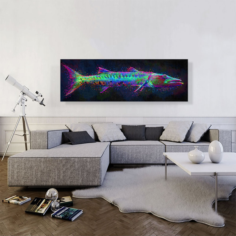 " Barracuda Fish Fishing ", 20" H x 60" W x 1.5" D