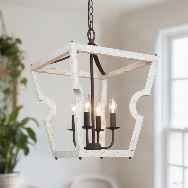 Lustre en bois de ferme moderne à 4 lumières Oder