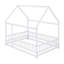 House Floor Bed with Roof Frame and Safety Guardrails-129168708