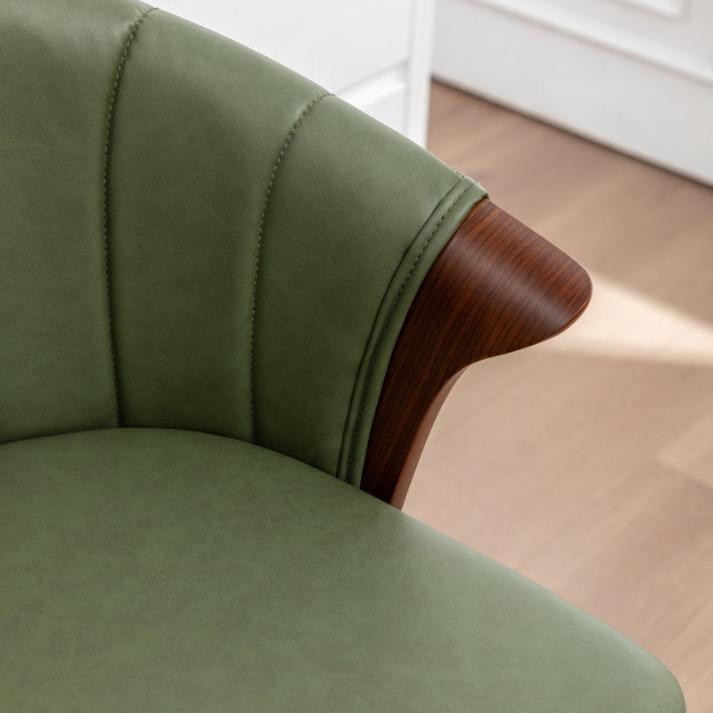 Devault Swivel Upholstered Counter Stool With Wood Frame, Green
