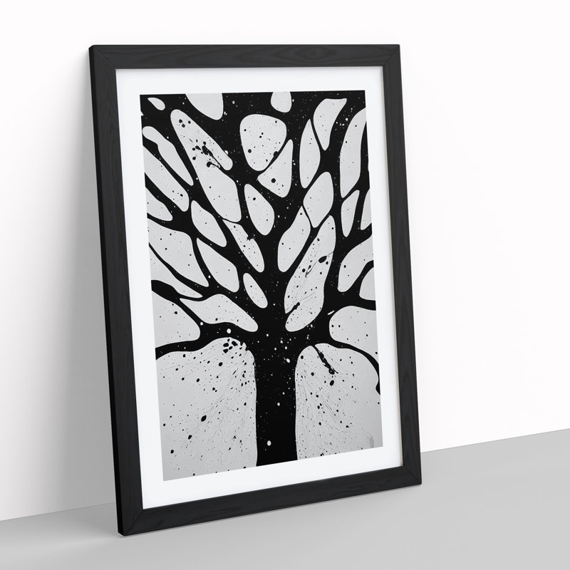 A Monochrome Tree No.2 - Single Picture Frame Print, Black Framed, 64cm H x 46cm W x 2cm D