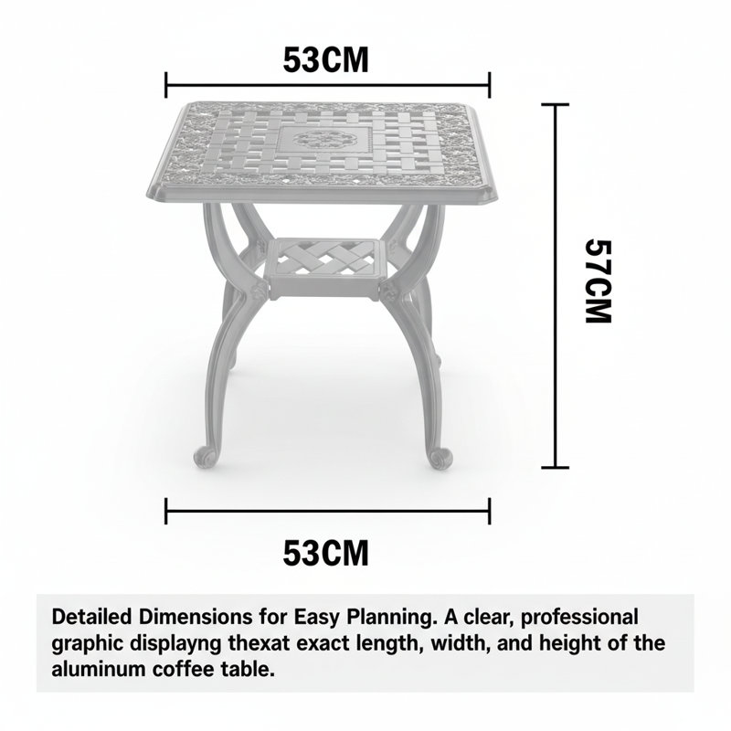 Élégante table basse carrée pour patio extérieur, Blanc