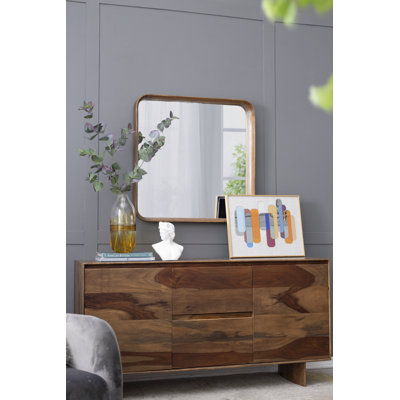Grand miroir mural carré en bois pour le salon, la salle de bain et le vestibule