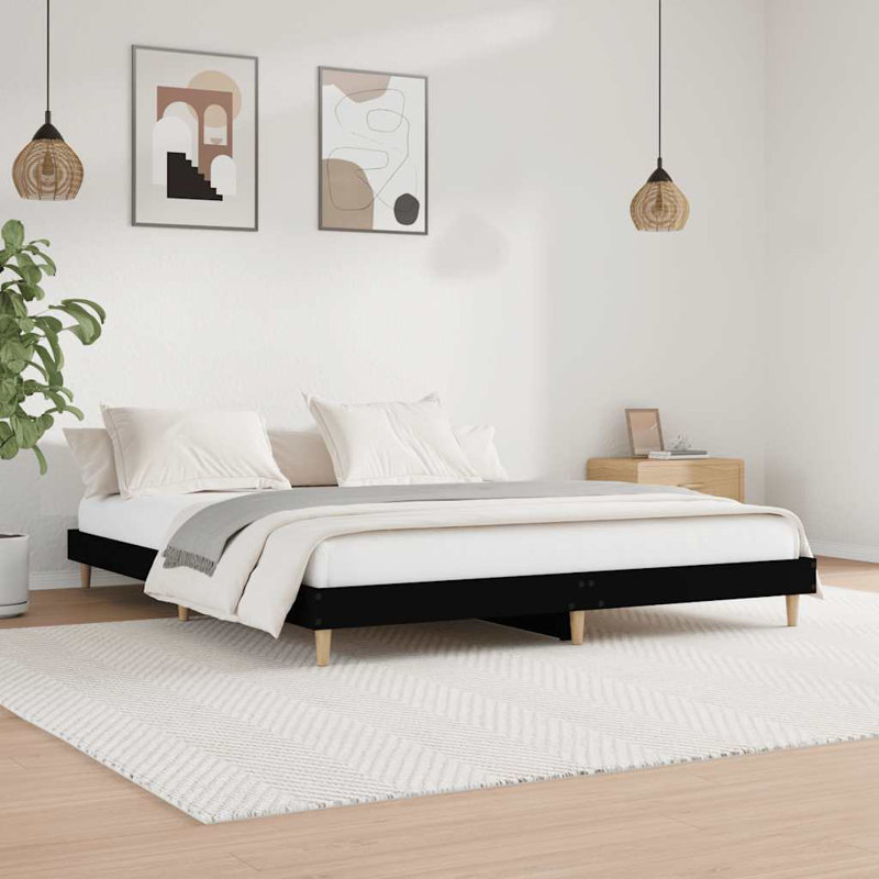 Brotherhood Solid Wood Platform Bed, 120 x 200cm, Black