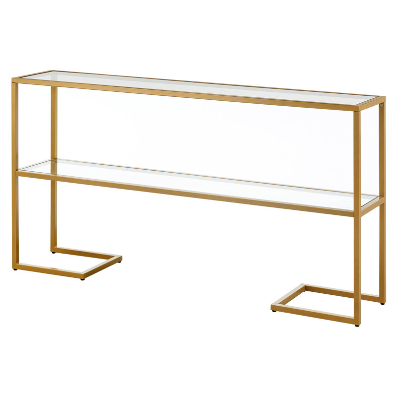 Glass Top Console Table, Gold