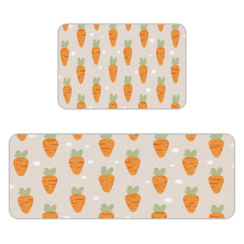 Carrot Pattern, Kitchen Mats Set of 2