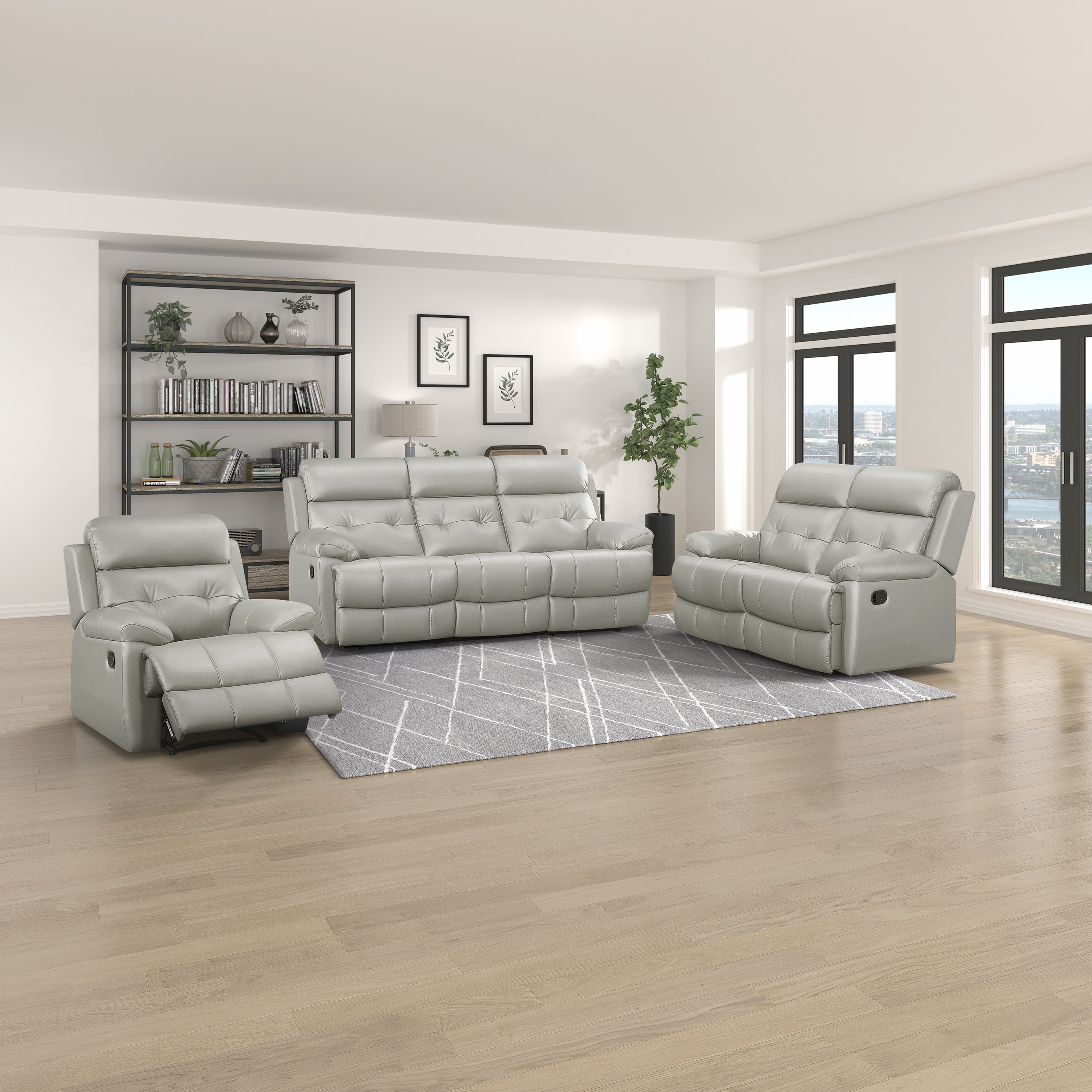 Latitude Run® Ashden 3Piece Leather Match Manual Reclining Living Room