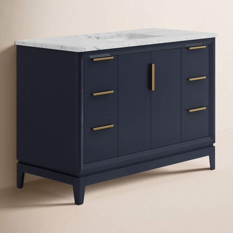 Meuble-lavabo simple 48 po Belmar, Bleu monarque, Or