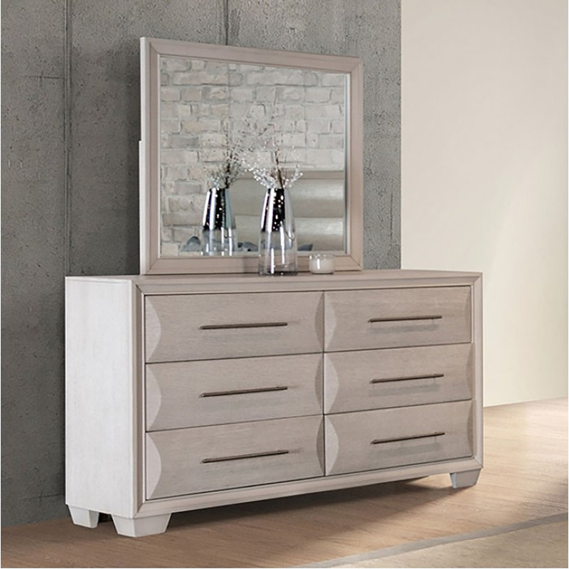 Jainks 6 Drawer Dresser With Mirror, Beige