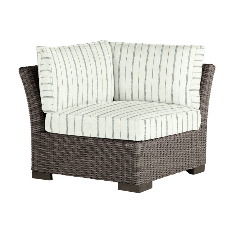 Club Woven Patio Lounge Chair with Cushions, Welt, Black Walnut, Intermix Indigo