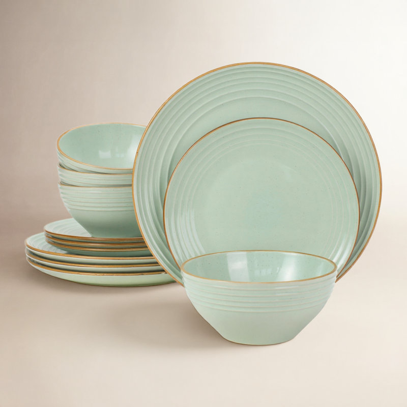 Granduca 12 Piece Dinnerware Set, dish sets for 4, Light Green