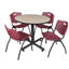 Ensemble de table et chaises de salle à manger ronde de 36 po, 5 pièces Kobe-22589979-22589906