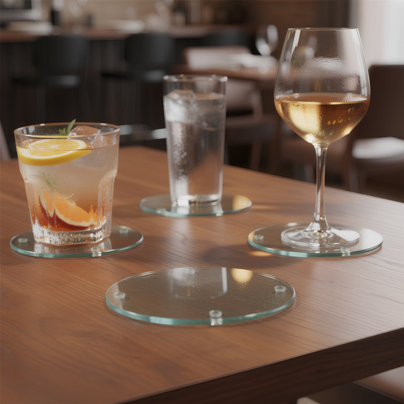 Harbour Housewares - Round Glass Coasters - 10cm - Clear - Set of 6