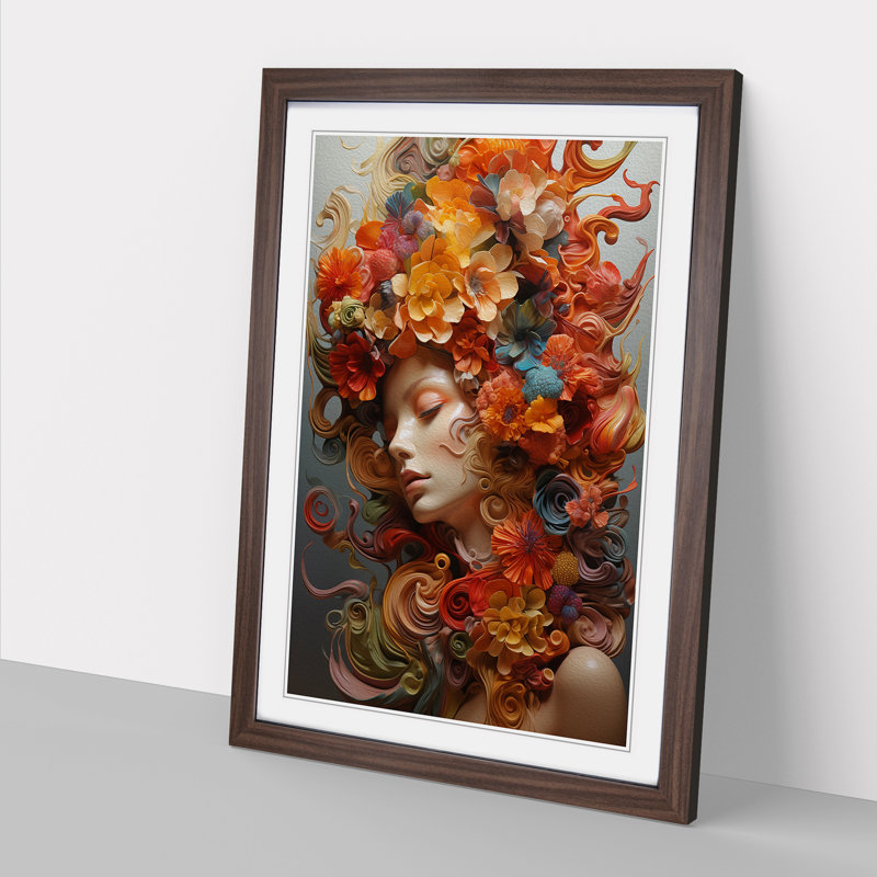 Single Picture Frame Print on Wood, 64cm H x 46cm W, Walnut Framed