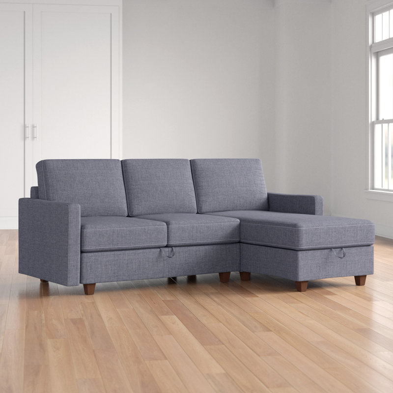 Breinigsville Upholstered L-Shaped Sectional Reversible, Dark Gray Polyester Blend