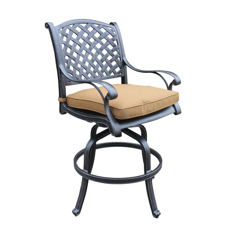 Tabouret de bar 30 po avec coussin Adrijan, Bronze lave foncé, Tempête de sable