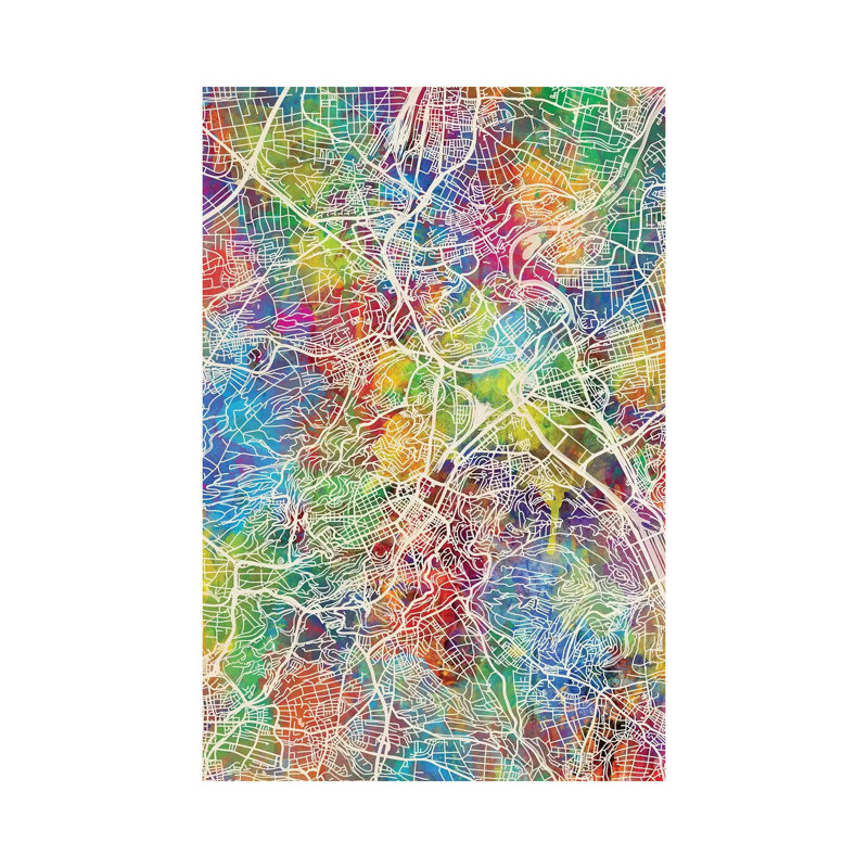 Stuttgart Germany City Map I by Michael Tompsett - 1 Piece Wrapped Canvas Wall Art, 66.04 cm H x 45.72 cm W x 1.91 cm D