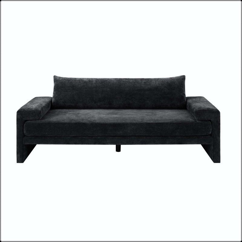 Canapé surdimensionné de 80,7 po à 3 places avec tissu chenille et accoudoirs larges, Chenille noir