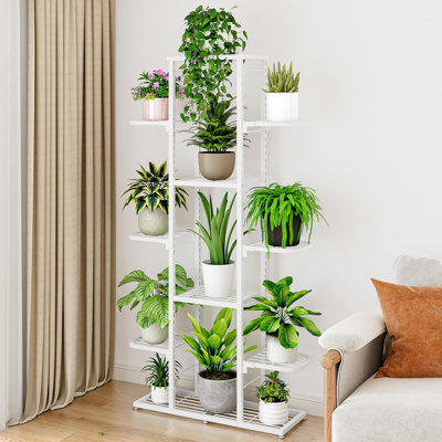 Support pour plante d'intérieur, support pour pot de fleur en métal à 7 niveaux, tablette pour plante d'extérieur, unité de rangement pour pot de fleur imperméable, support pour plante robuste, pieds antidérapants pour le jardin