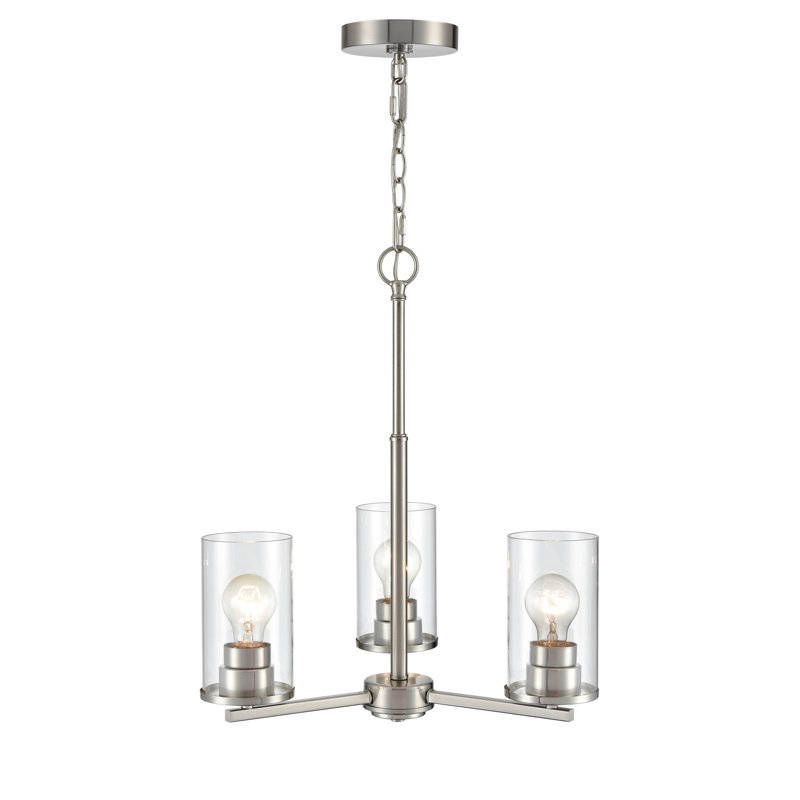 Lustre traditionnel unique à 3 lumières Verlana, Nickel brossé