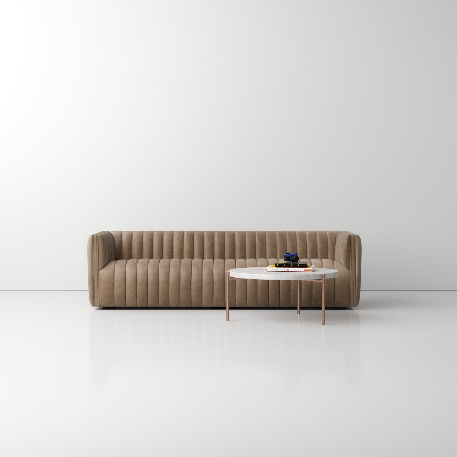 Brandt 97" Tuxedo Arm Sofa, 26.5" H x 97" W x 35" D, Palermo Drift Genuine Leather