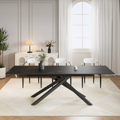 Charlana 70.86'' to 102.36"" Extendable Rectangular Sintered Stone Dining Table -  Ivy Bronx, 9D9DE5F0FF404A40B8A028BACF12F40C