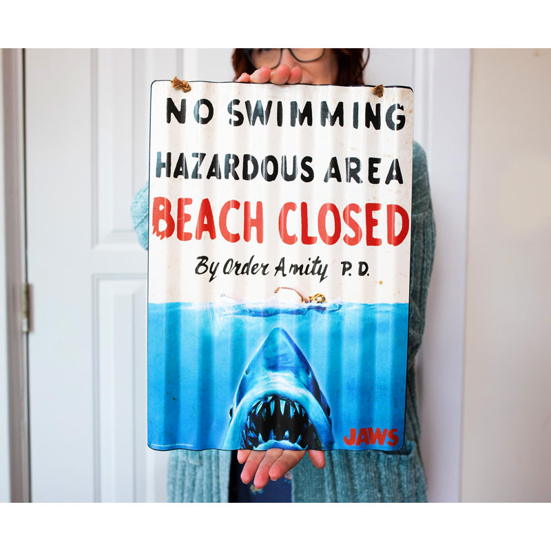 JAWS Beach Closed Corrugated Tin Sign
