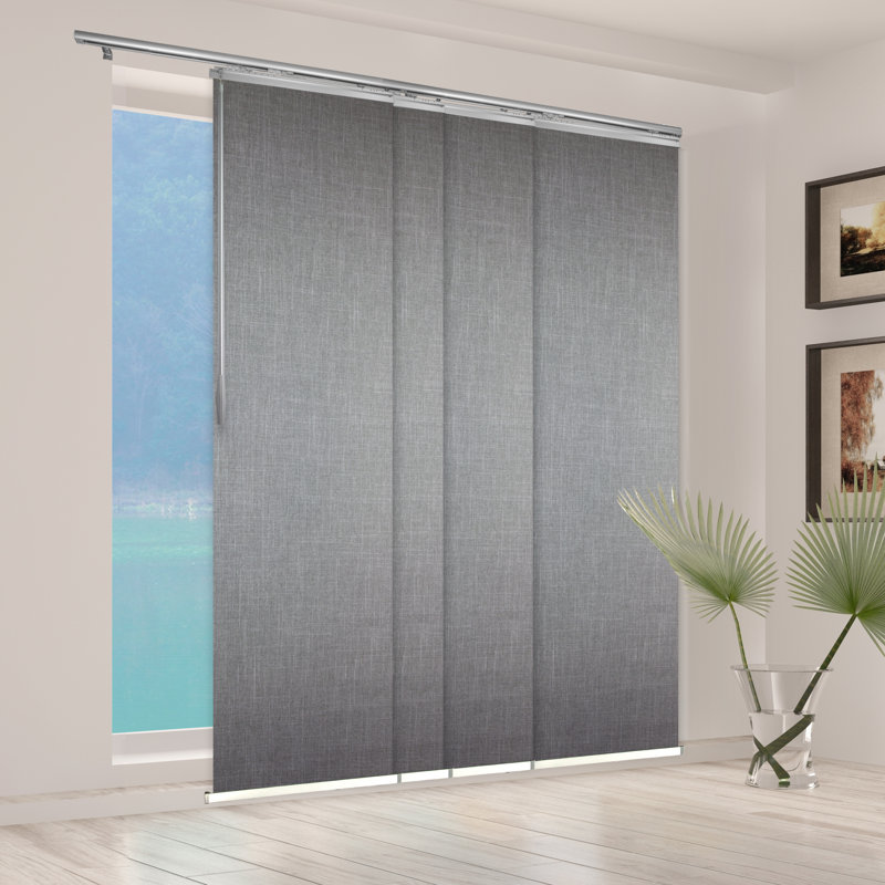 Frey 4-Panel Single Rail Panel Track Extendable 48"-88"W x 94"H, Panel width 23.5", Warm Gray