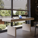55.12" Modern Minimalist Cream-Colored Adjustable Multi-Function Desk with Wireless Charging