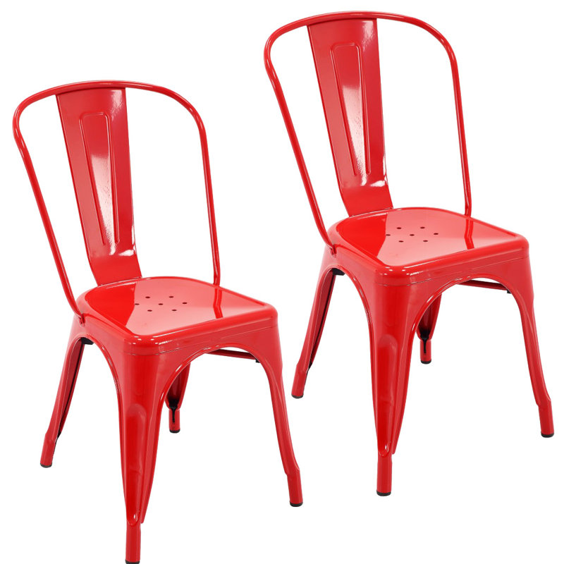 Chaise de salle à manger empilable, Rouge