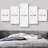 Smoke Effect " Blue White Twisted Smoke Ribbon Splash Landscape " 5 Piece Art Set