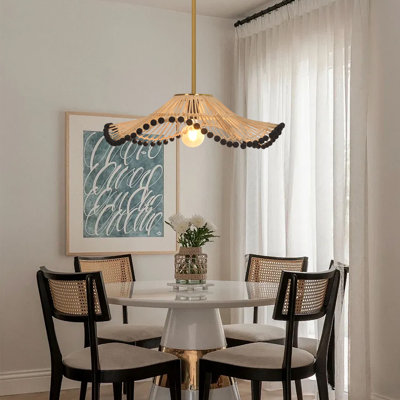 Modern Boho Handwoven Rattan Pendant Light for Dining Room Living Room
