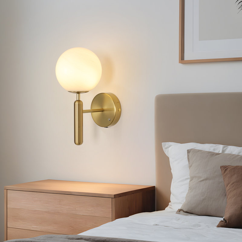 31cm Glass Globe dimmable Touch Dimmable Rechargeable Wall Light