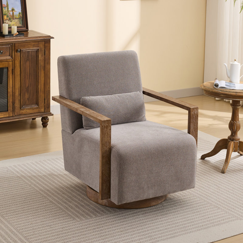 Fauteuil pivotant rembourré de 30,8 po de largeur Ynes, Polyester gris