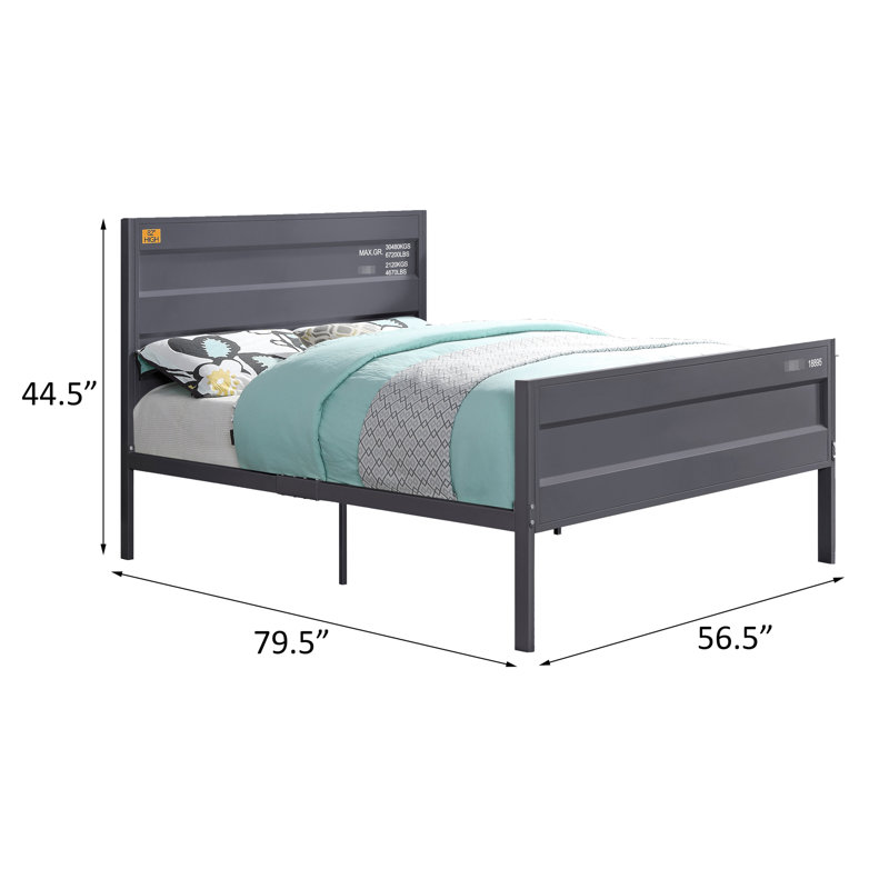 Lit de chambre à coucher Gunmetal sans sommier tapissier - Élégant et pratique pour les meubles plateforme pleine grandeur au design épuré avec panneau