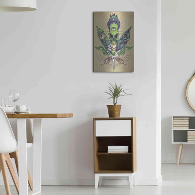 Trinx «Pot Leaf Skull» par Flyland Designs, art mural en métal,