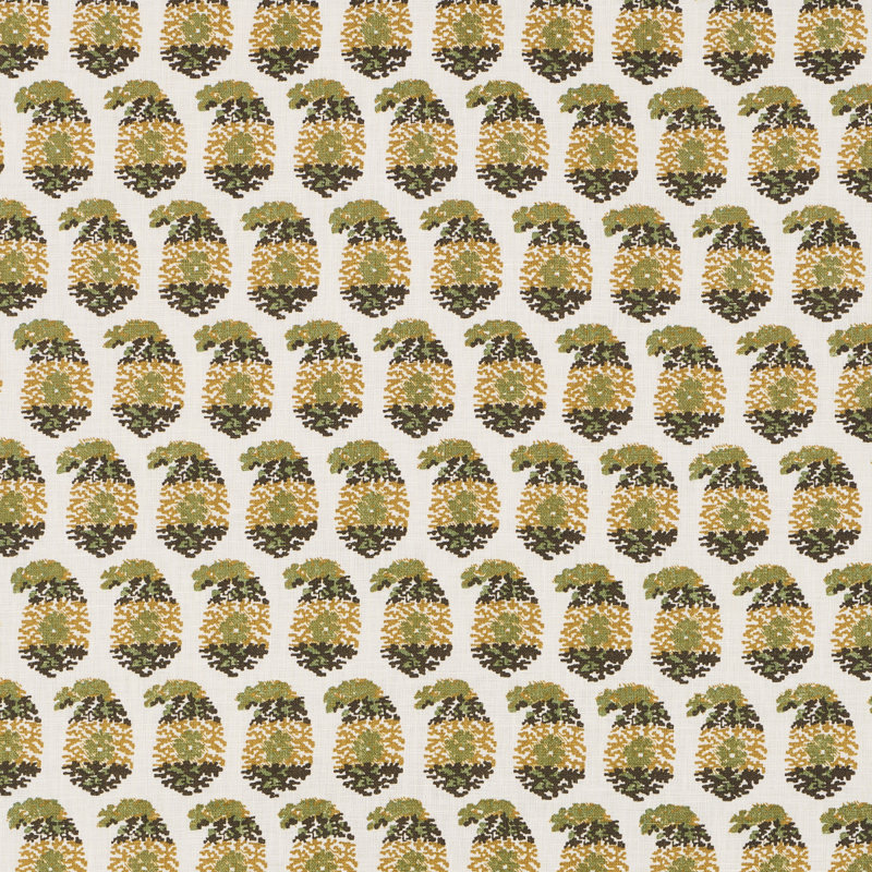 Schumacher X Rita Konig Terry Fabric, Ochre/Green