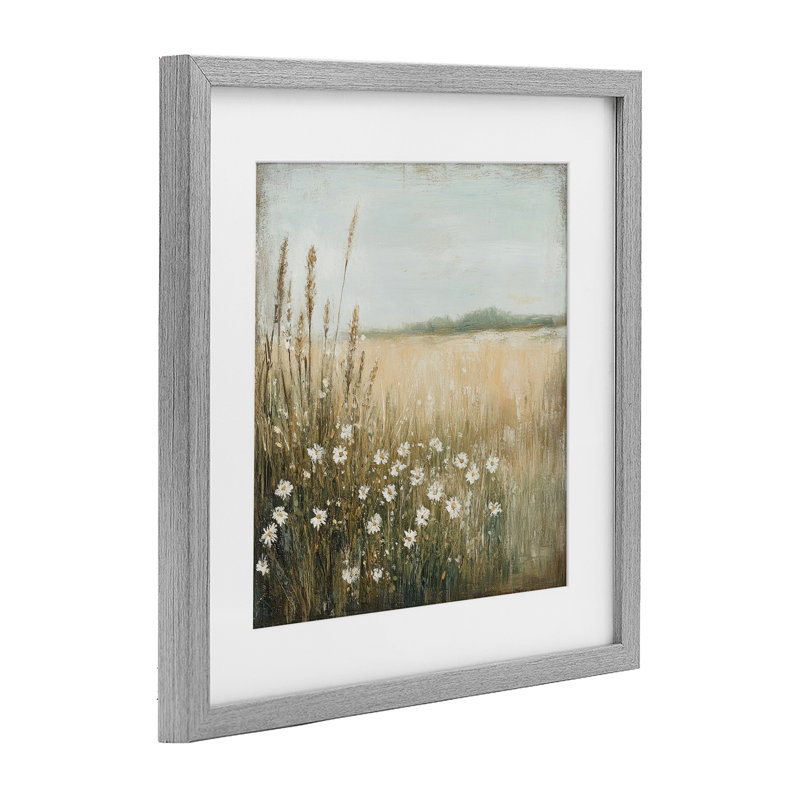 «Daisy Dream Landscape», reproduction d'art sous verre encadrée par Petal Prints Design, H 16 po x l 16 po
