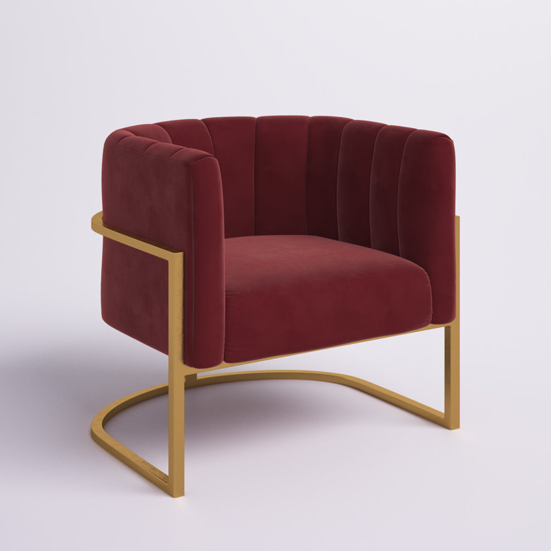 Fauteuil demi-tonneau en polyester capitonné de 31 po de largeur Balzourt, Bourgogne