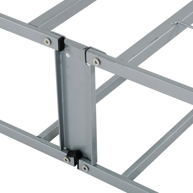 9 po Base de lit pliable en métal, sommier tapissier gris, housse en lin antidérapante amovible, revêtement de chambre à coucher pratique, décoration