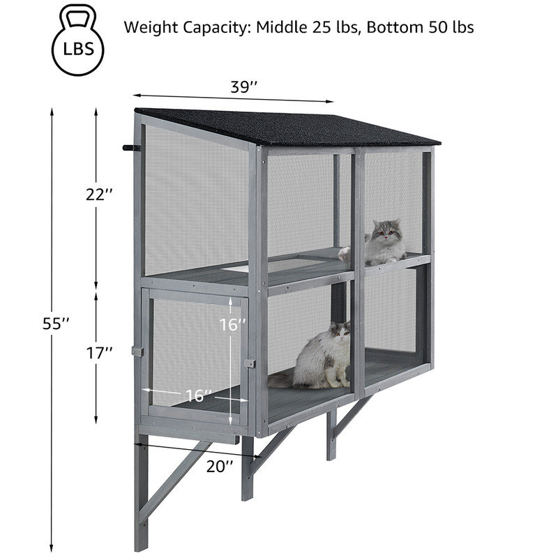 Tucker Murphy Pet™ Bug Proof Cat Catio, 2 Tiers Window Box Enclosure for Multiple Indoor Cats