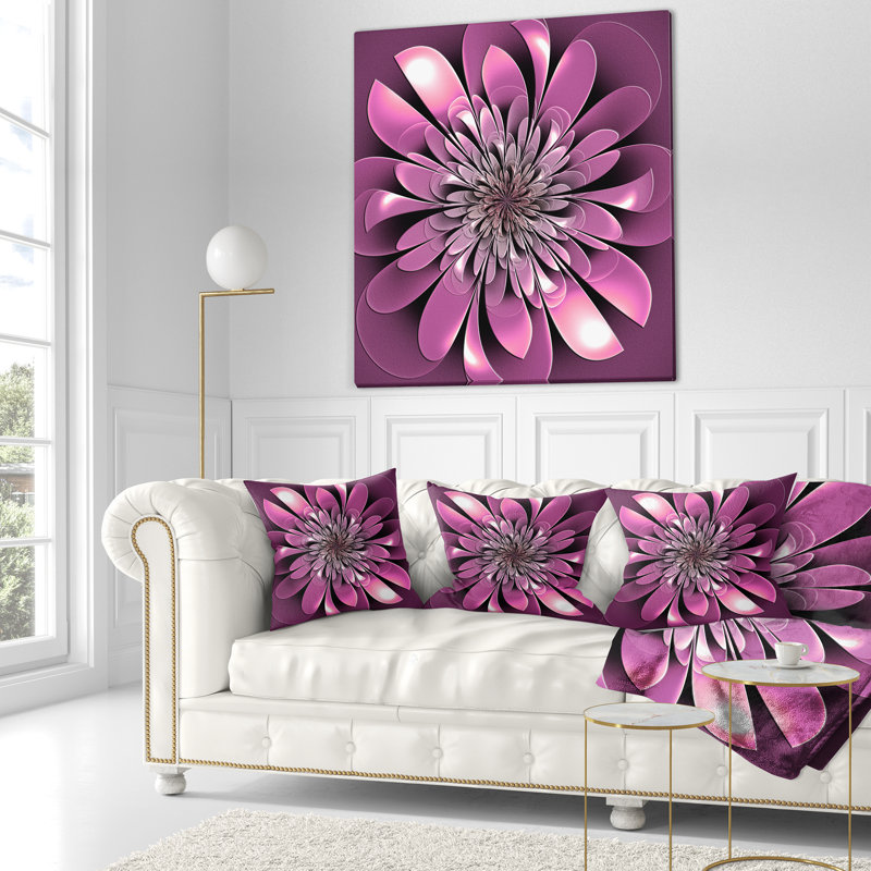 Coussin floral scintillant luxueux fractal, 16 po x 1 po, Coussin décoratif