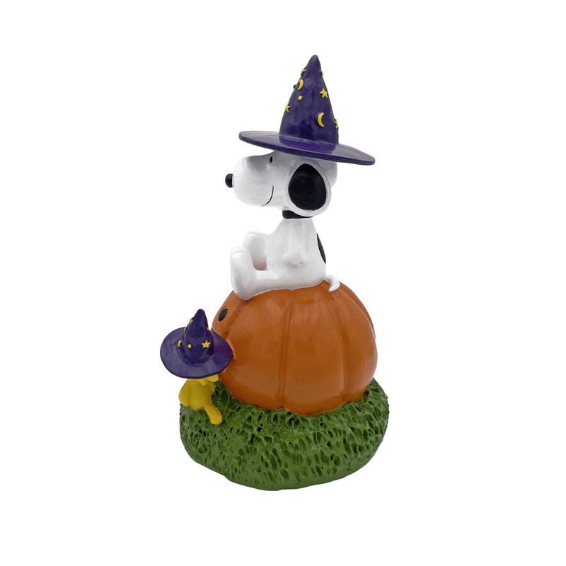 Statue de jardin Peanuts Snoopy et Woodstock sur Jack-O-Lantern