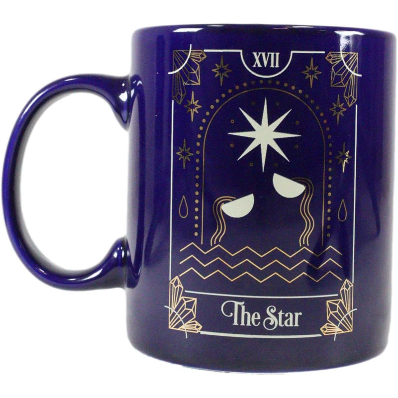 Canuto Wicca Tarot Fortune Teller Pseudo-science Astrologie Zodiaque Gothique Alchimie Sorcellerie Divinité Café Thé Boisson Tasse Tasse 11 oz (l'étoile mauve et or céleste céleste)
