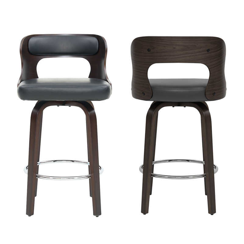 Swivel Faux Leather Counter & Bar Stools, Black