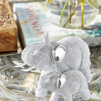 Polystone Elephant Decorative Silver Sculpture